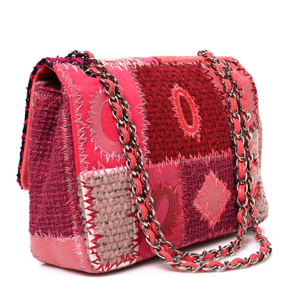 Chanel Tweed Patchwork Jumbo Single Flap Pink 3 of 12