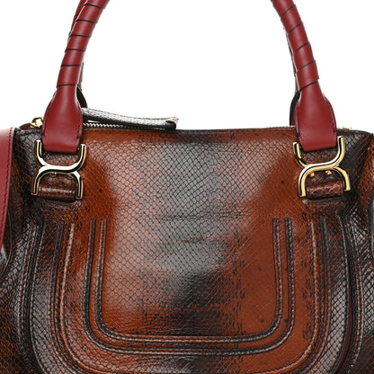 Chloe Calfskin Watersnake Embossed Medium Marcie Satchel Sepia Brown 8 of 14