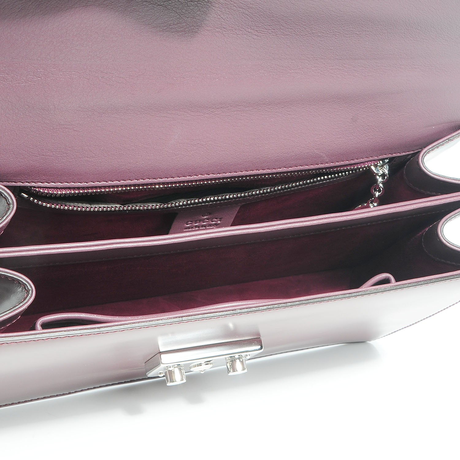 Gucci Regent Calfskin Small Lady Lock Briefcase Clutch Red Orchid 9 of 9