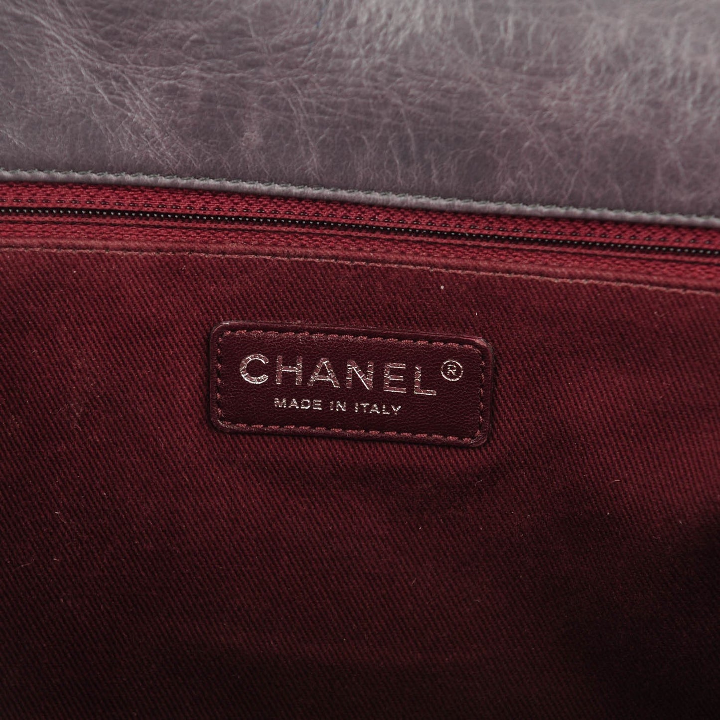 Calfskin Quilted Large CC Enchained Accordion Flap Grey