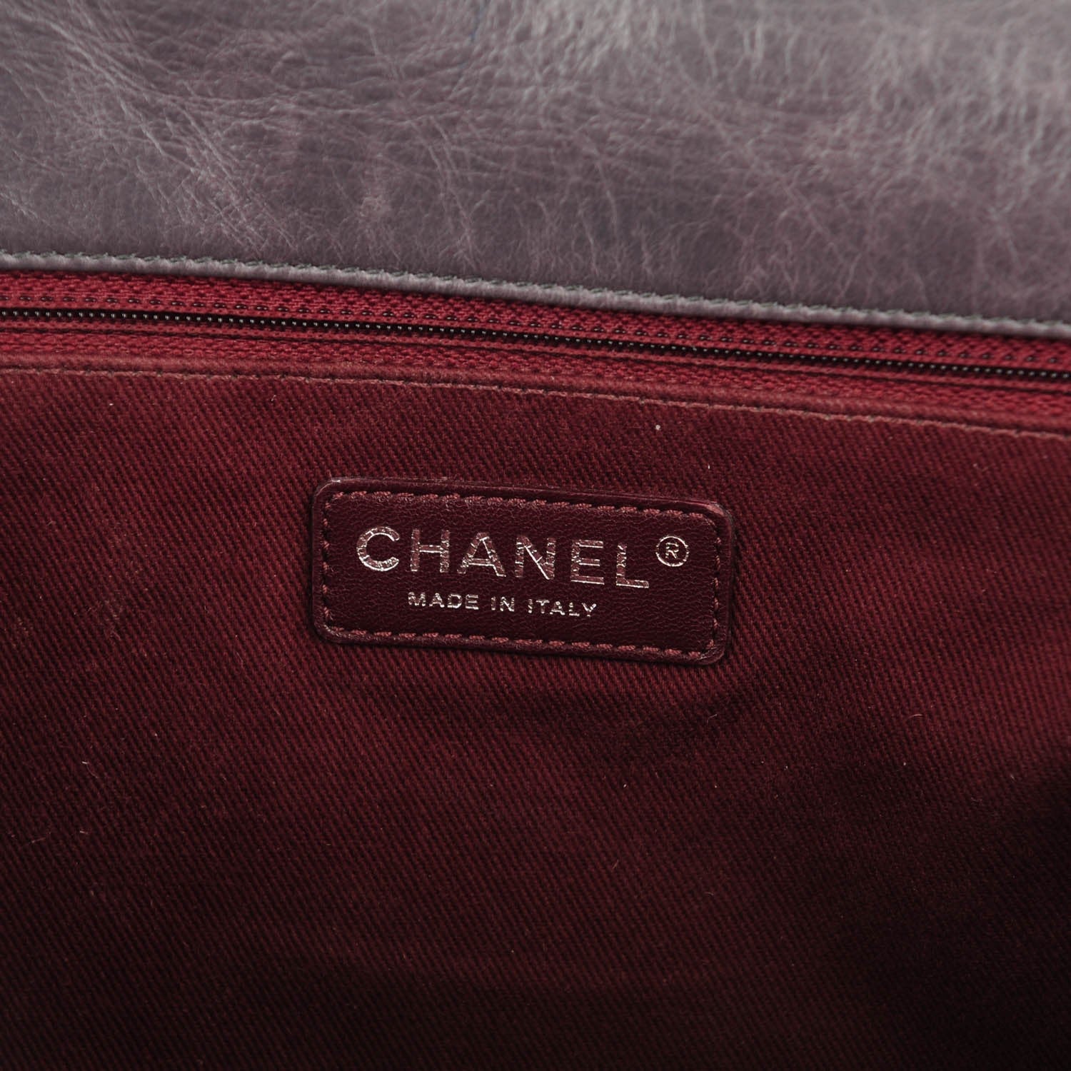 Chanel Calfskin Quilted Large CC Enchained Accordion Flap Grey 8 of 9