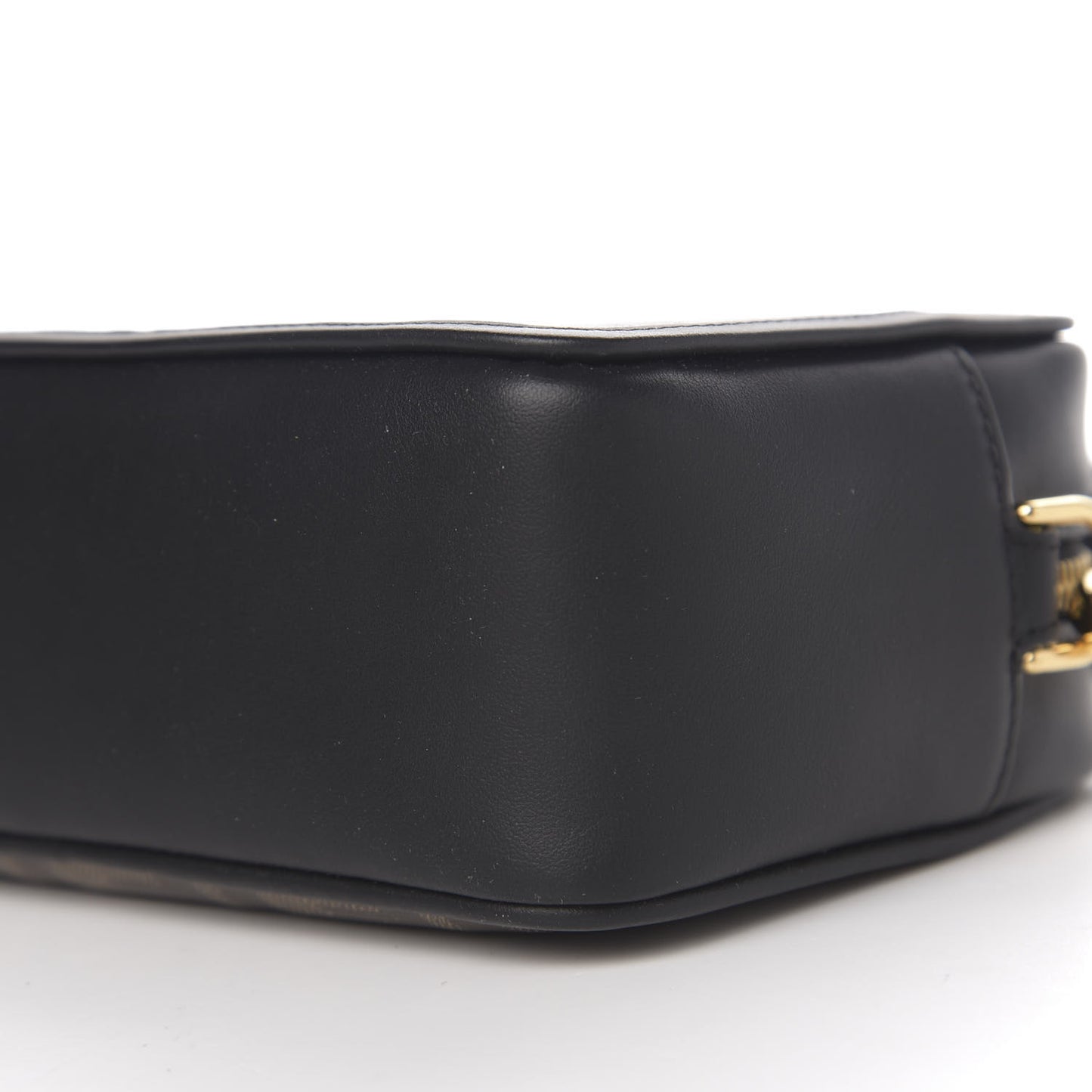 Glazed Fabric Vitello Century FF 1974 Stamp Patch Mini Camera Case Mogano Panna Black
