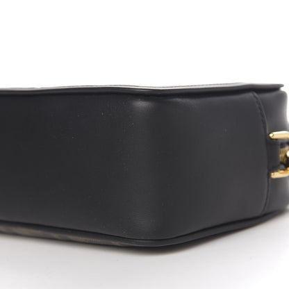 Fendi Glazed Fabric Vitello Century FF 1974 Stamp Patch Mini Camera Case Mogano Panna Black 8 of 9