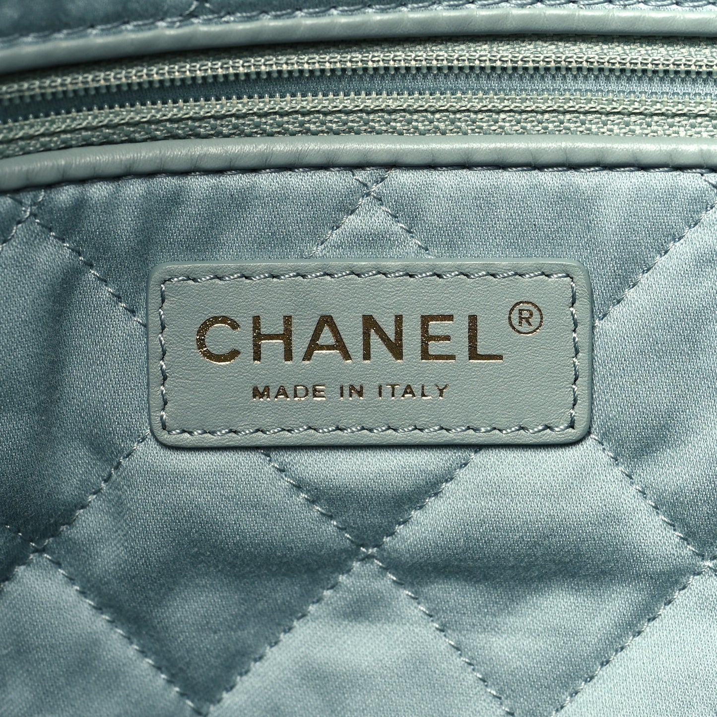 Shiny Calfskin Quilted Chanel 22 Grey