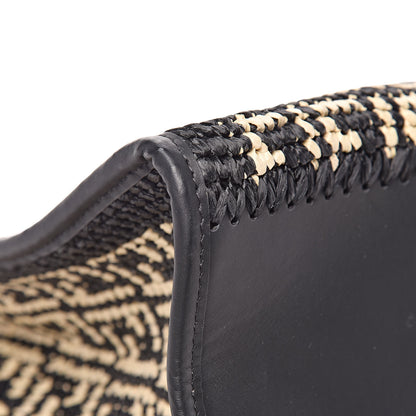 Fendi Raffia Vitello Century Wicker FF 1974 Crochet Large Runaway Shopper Tote Natural Black 10 of 12