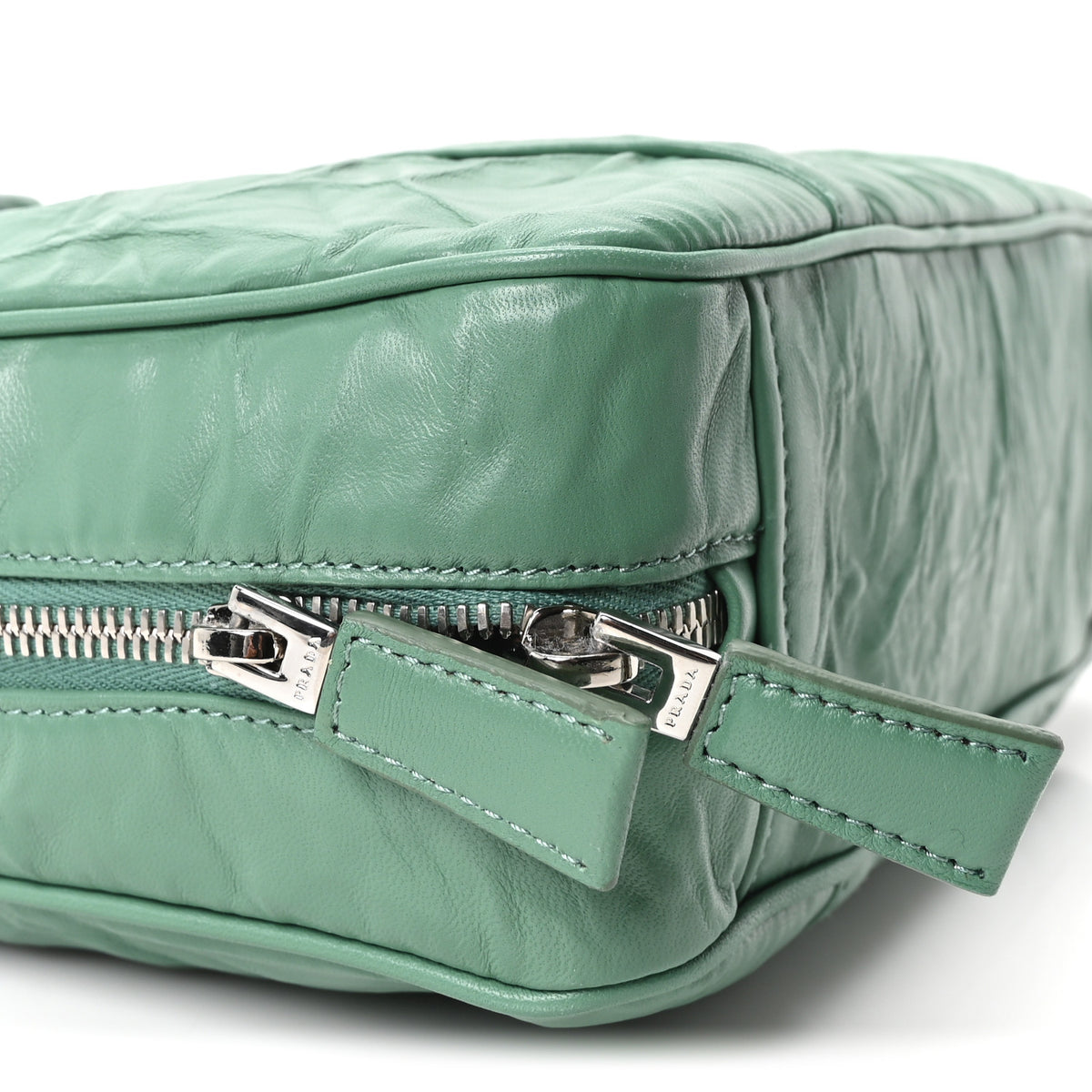 Prada Nappa Antique Medium Re-Edition 2001 Two Handle Bag Green 9 of 10