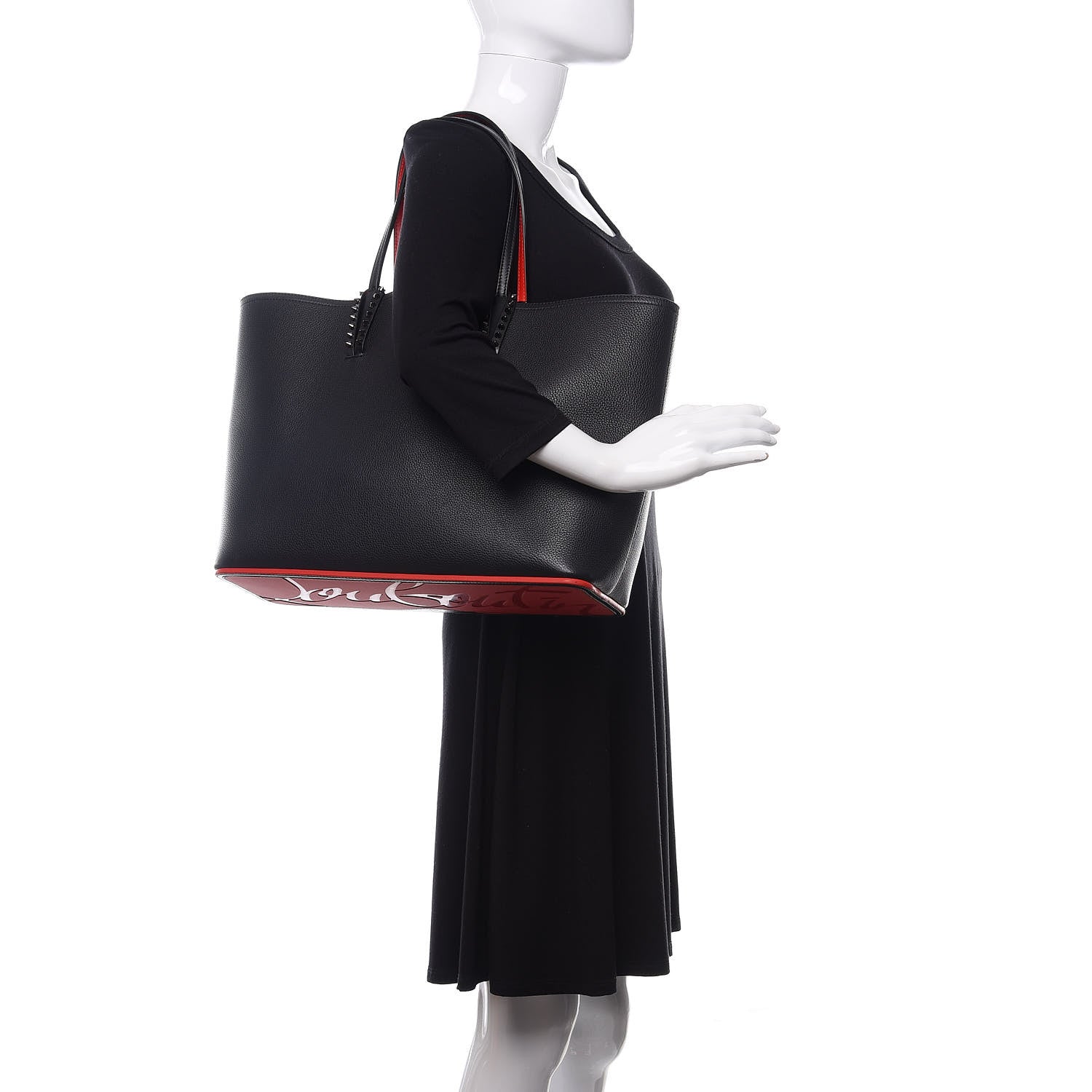 Christian Louboutin Calfskin Spikes East West Cabata Tote Black 2 of 10