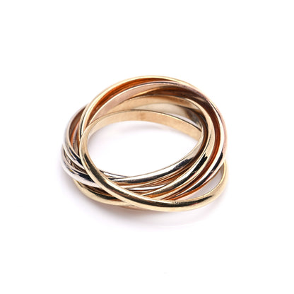 Cartier 18K Pink Yellow White Gold 7 Band Trinity Ring 51 5.75 4 of 6