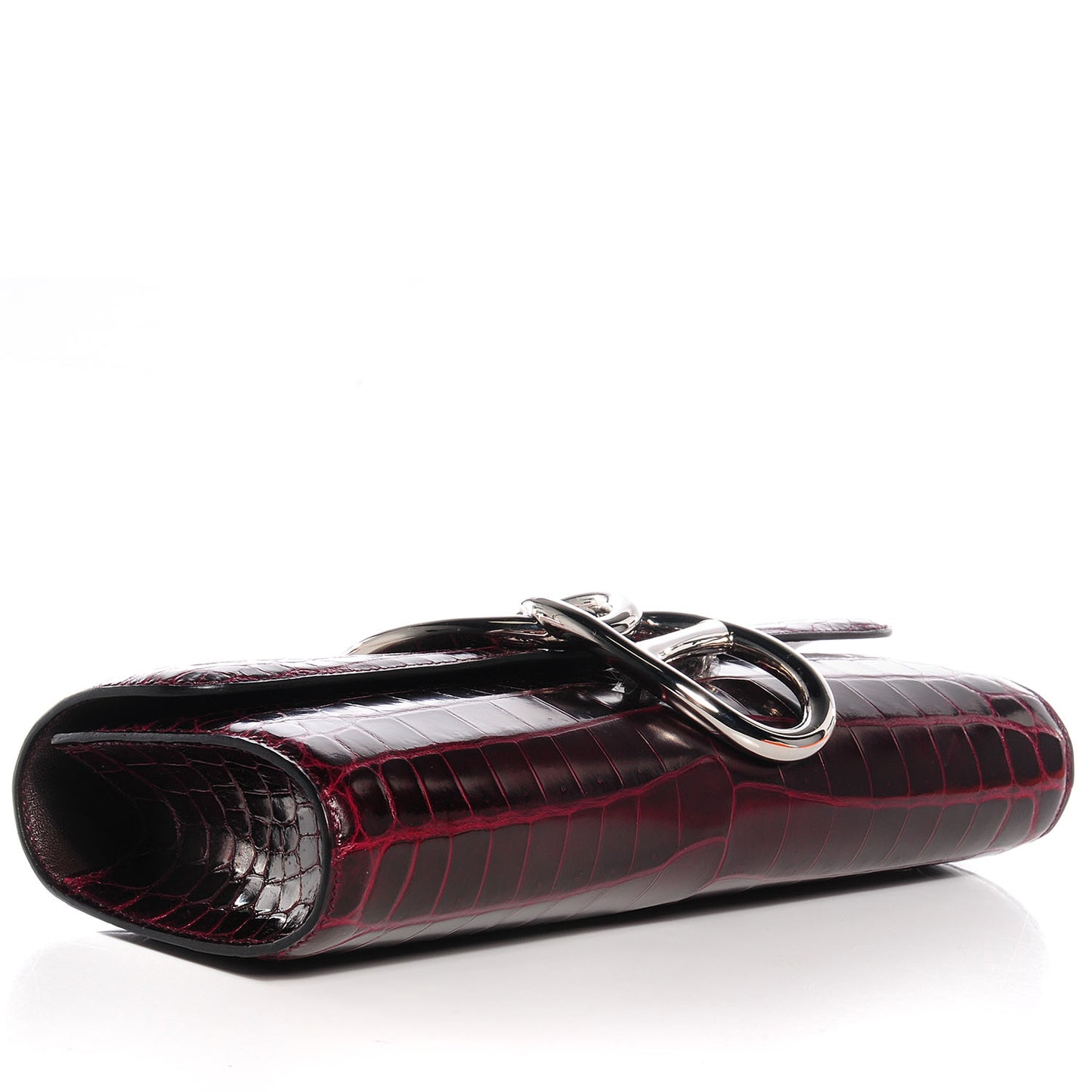 Shiny Niloticus Crocodile Egee Clutch Bordeaux