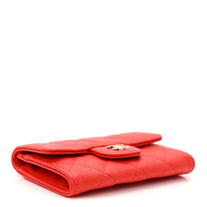 Chanel Caviar Quilted Flap Card Holder Wallet Red 4 of 9