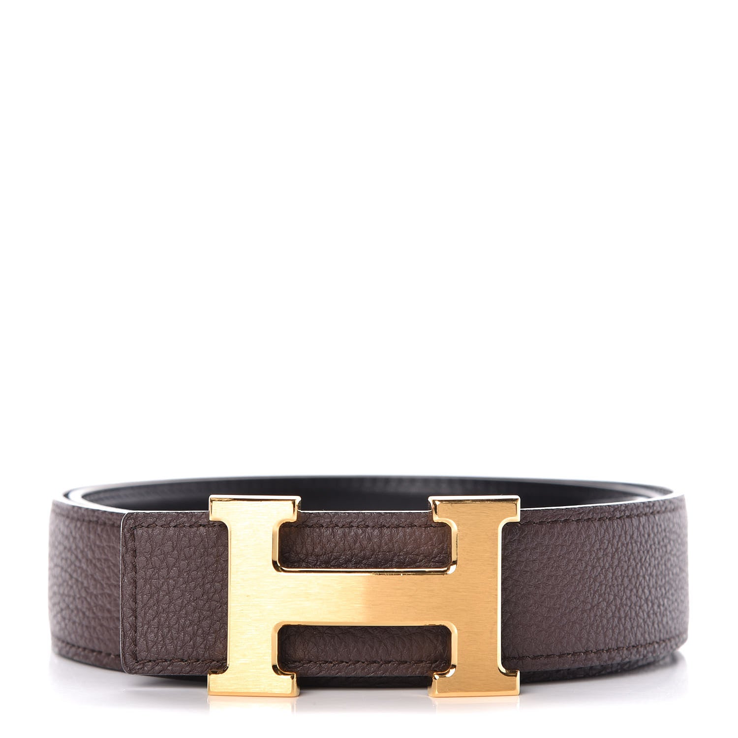 Hermes Box Togo 32mm H Belt 90 Black Chocolate 1 of 7