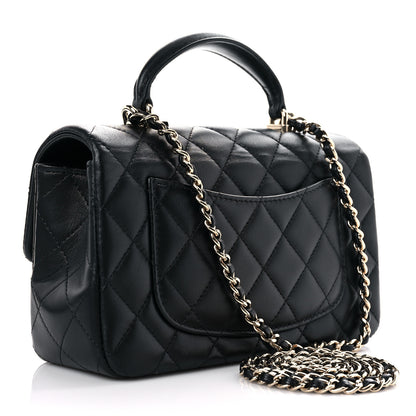 Chanel Lambskin Quilted Mini Top Handle Rectangular Flap Black 2 of 11