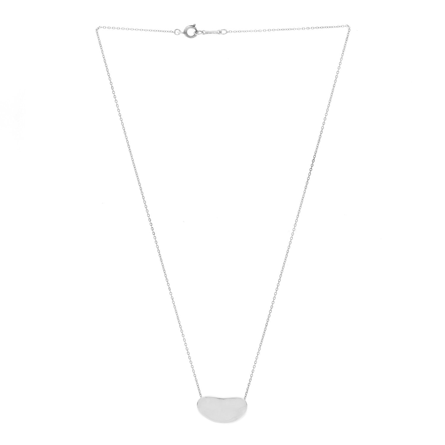 Tiffany Sterling Silver 19mm Elsa Peretti Bean Pendant Necklace 3 of 5