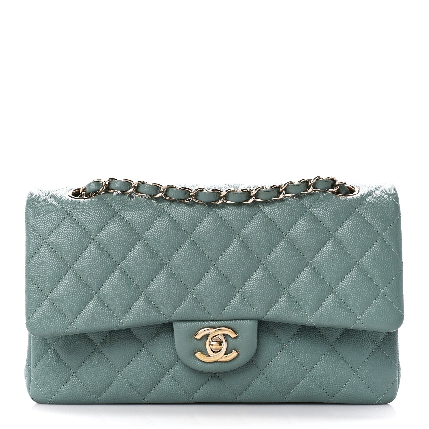 Chanel Caviar Quilted Medium Double Flap Light Blue 1 of 11