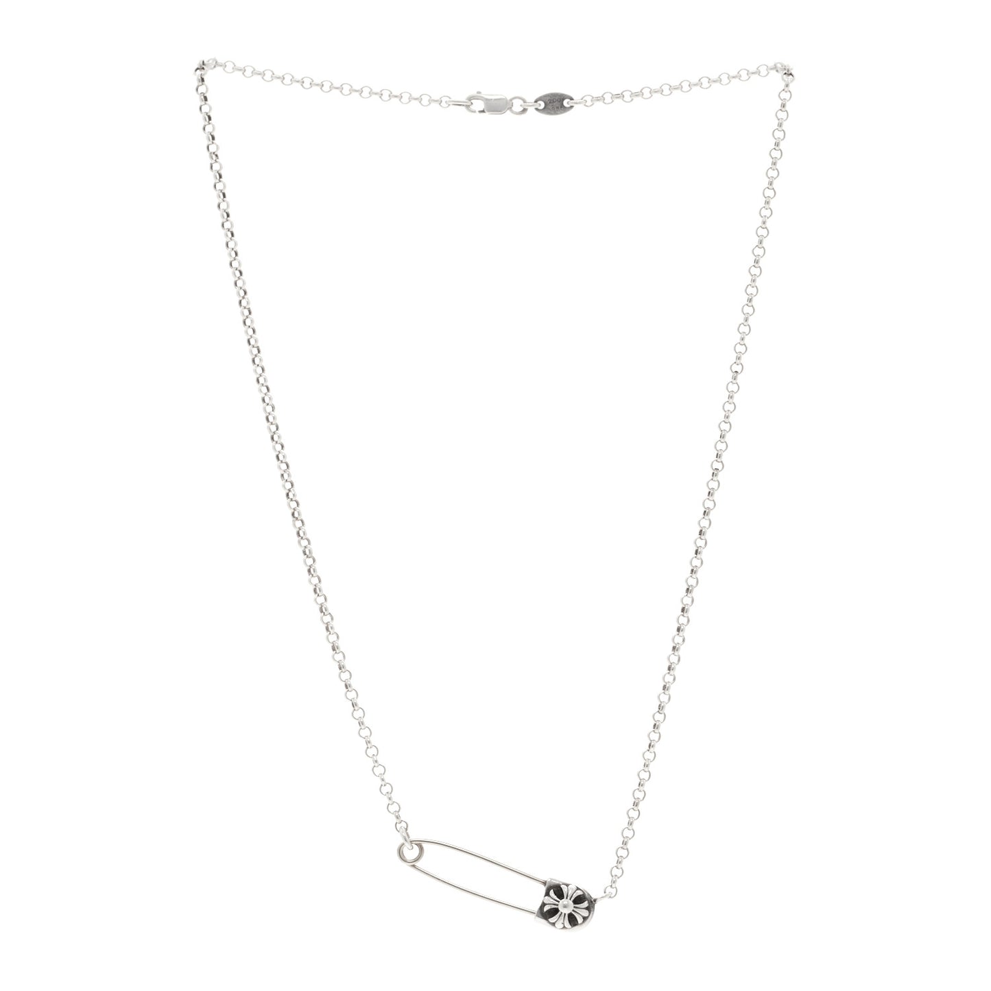 Sterling Silver Safety Pin Pendant Necklace
