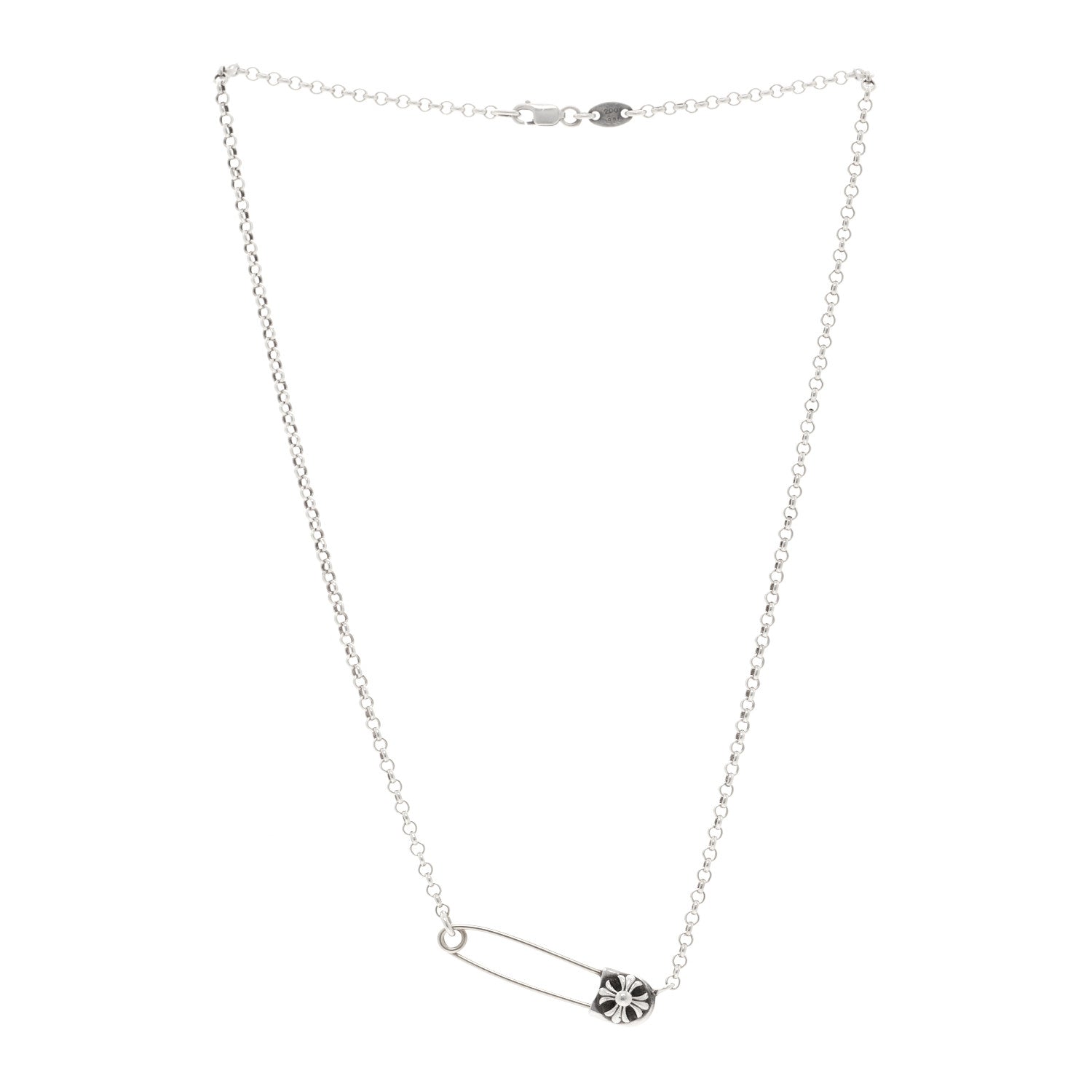 Chrome Hearts Sterling Silver Safety Pin Pendant Necklace 3 of 5