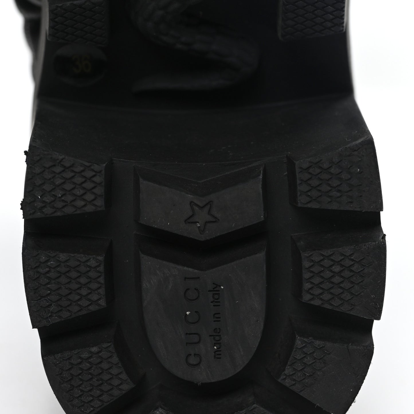 Calfskin Nappa Rhombus Quilted Trip Ankle Boots 36 Black
