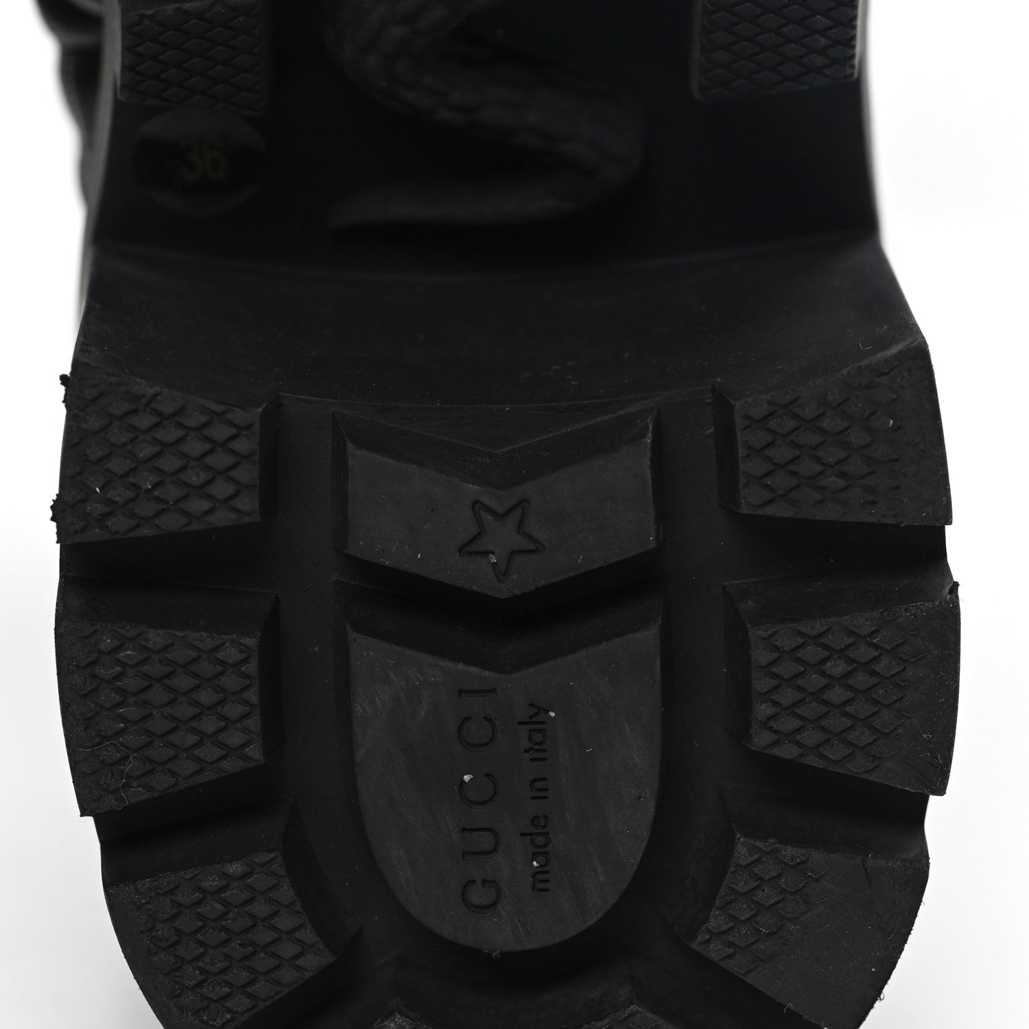 Gucci Calfskin Nappa Rhombus Quilted Trip Ankle Boots 36 Black 7 of 9