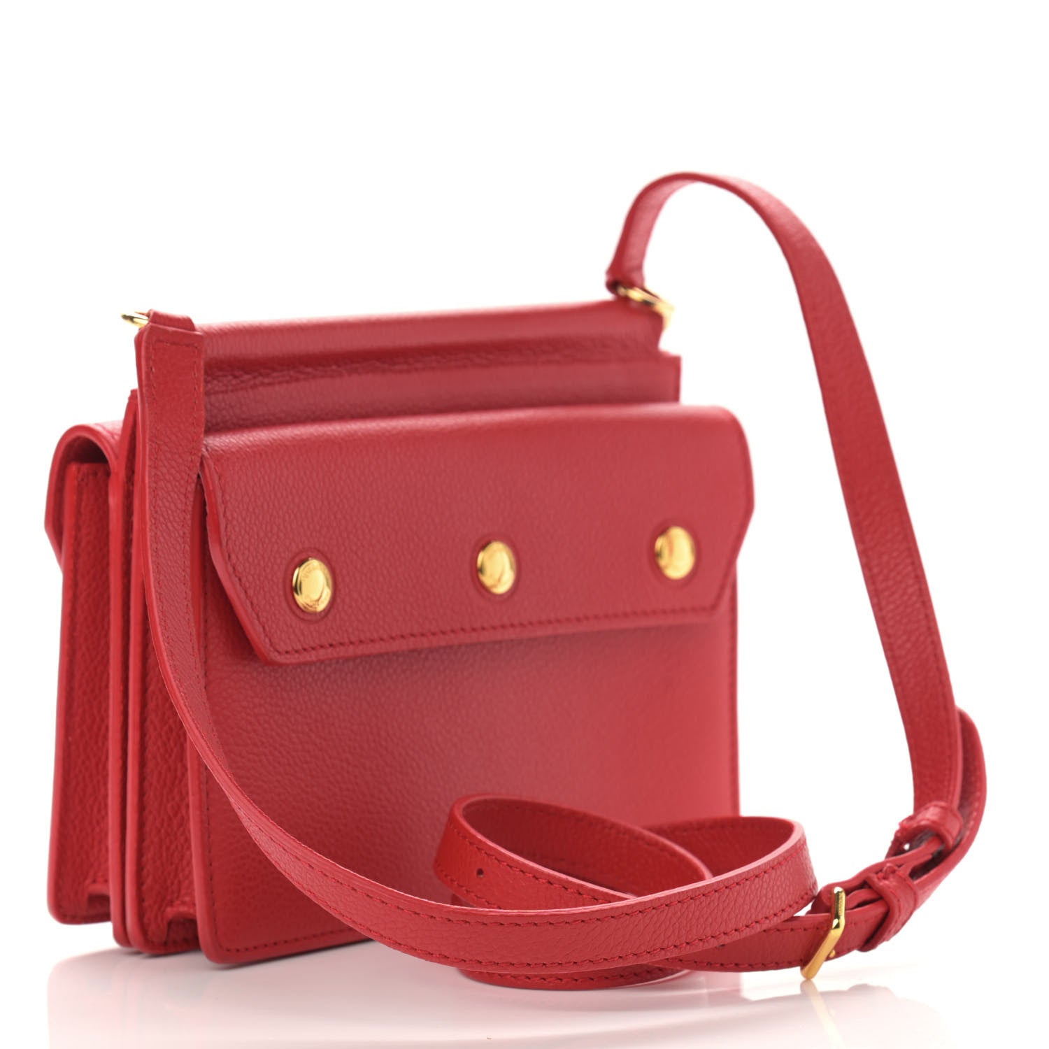 Burberry Grainy Calfskin Mini Title Bag with Pocket Detail Red 2 of 10