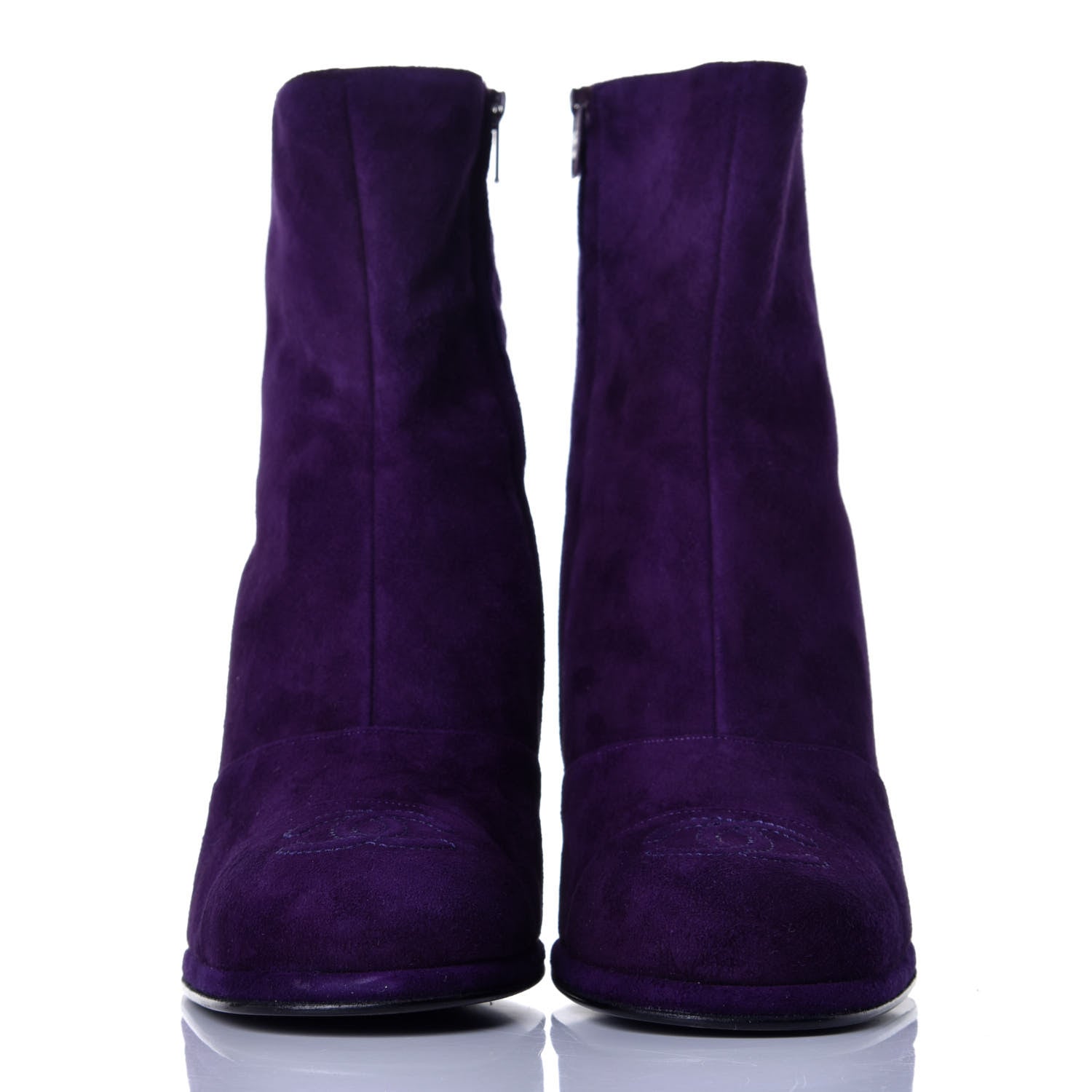 Chanel Suede CC Short Boots 38.5 Purple 2 of 8