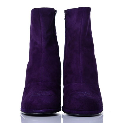 Chanel Suede CC Short Boots 38.5 Purple 2 of 8