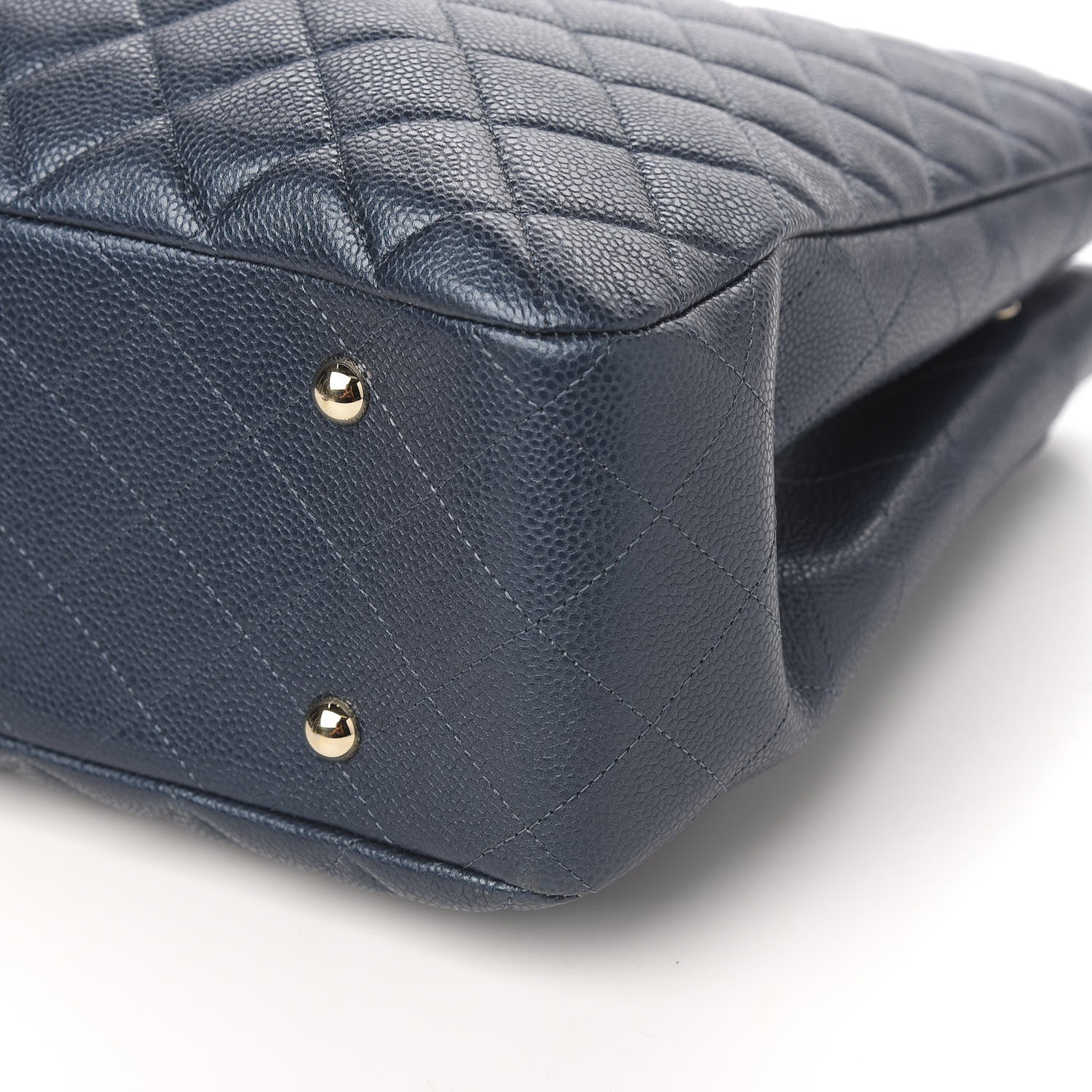 Chanel Metallic Caviar Quilted Large Classic Shopping Tote Dark Blue 8 of 9