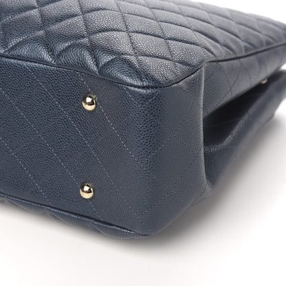 Chanel Metallic Caviar Quilted Large Classic Shopping Tote Dark Blue 8 of 9