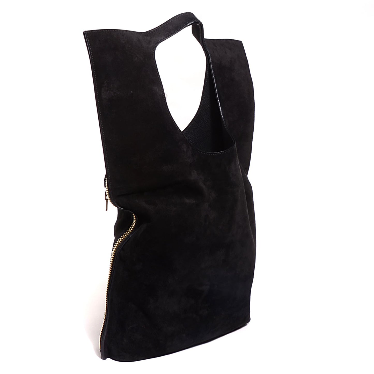 Suede Large Alix Padlock And Zip Shoulder Bag Black