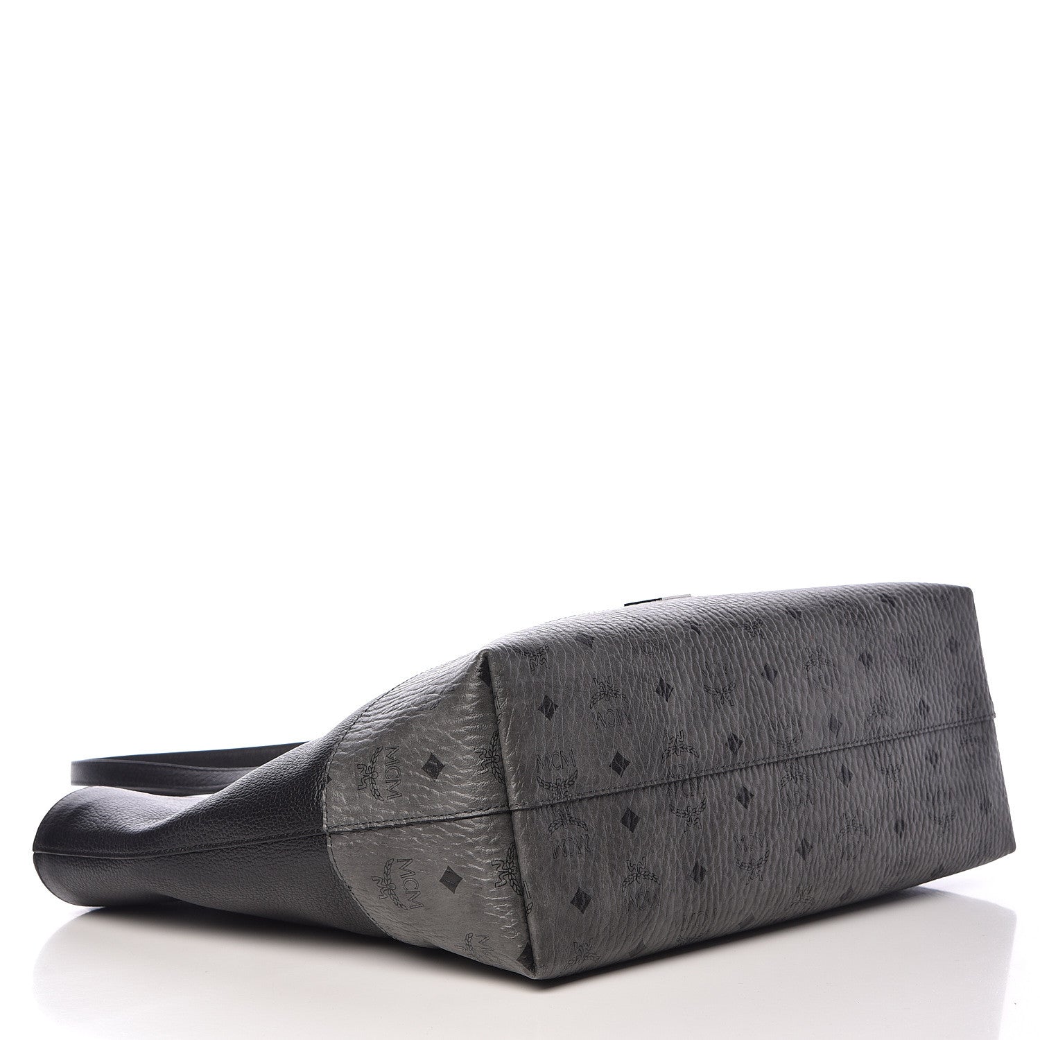 MCM Calfskin Visetos Anya Shopper Tote Black 4 of 9