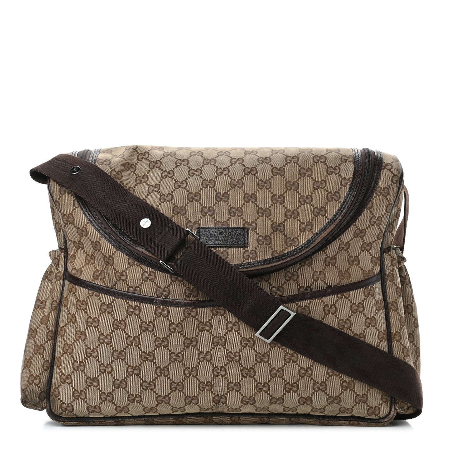 Monogram Natural Pigskin Large Diaper Bag Beige Ebony Cocoa Dark Chocolate
