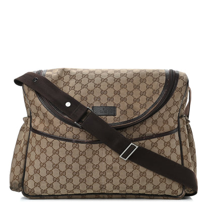 Gucci Monogram Natural Pigskin Large Diaper Bag Beige Ebony Cocoa Dark Chocolate 1 of 12