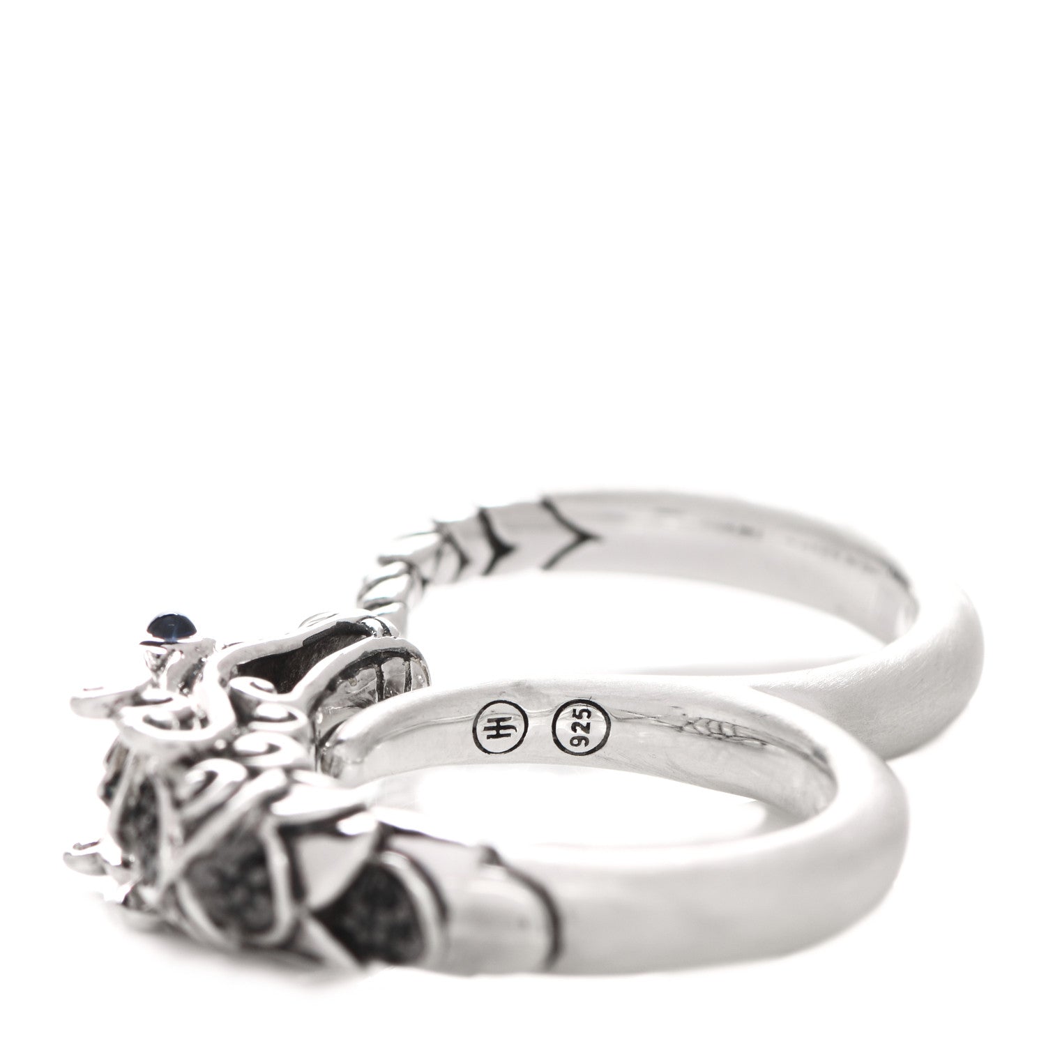 John Hardy Sterling Silver Black Spinel Blue Sapphire Sapphire Naga Dragon Two Finger Ring 57 8 6 of 6