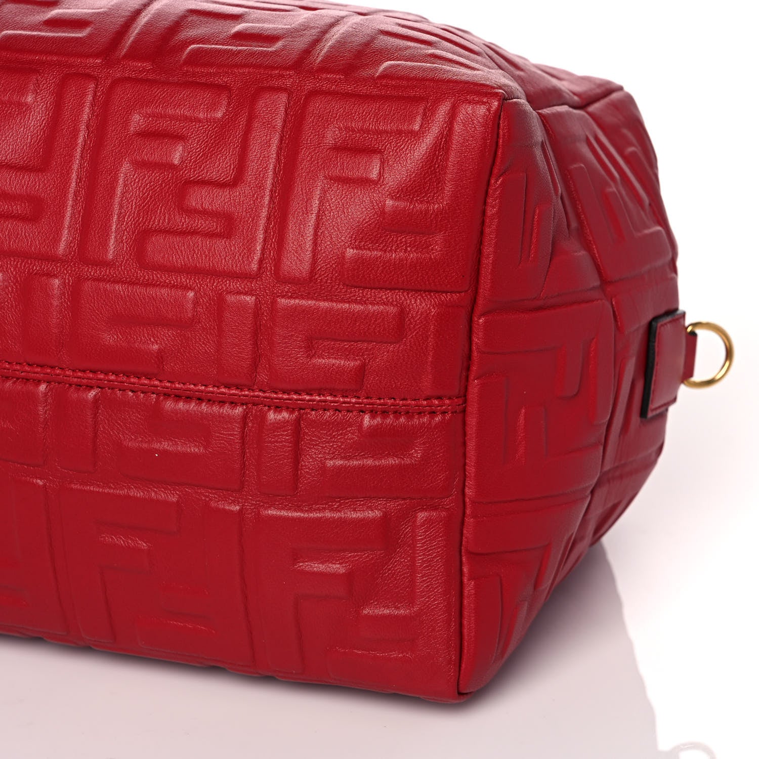 Fendi Nappa FF 1974 Embossed Small Boston Fragola 10 of 11