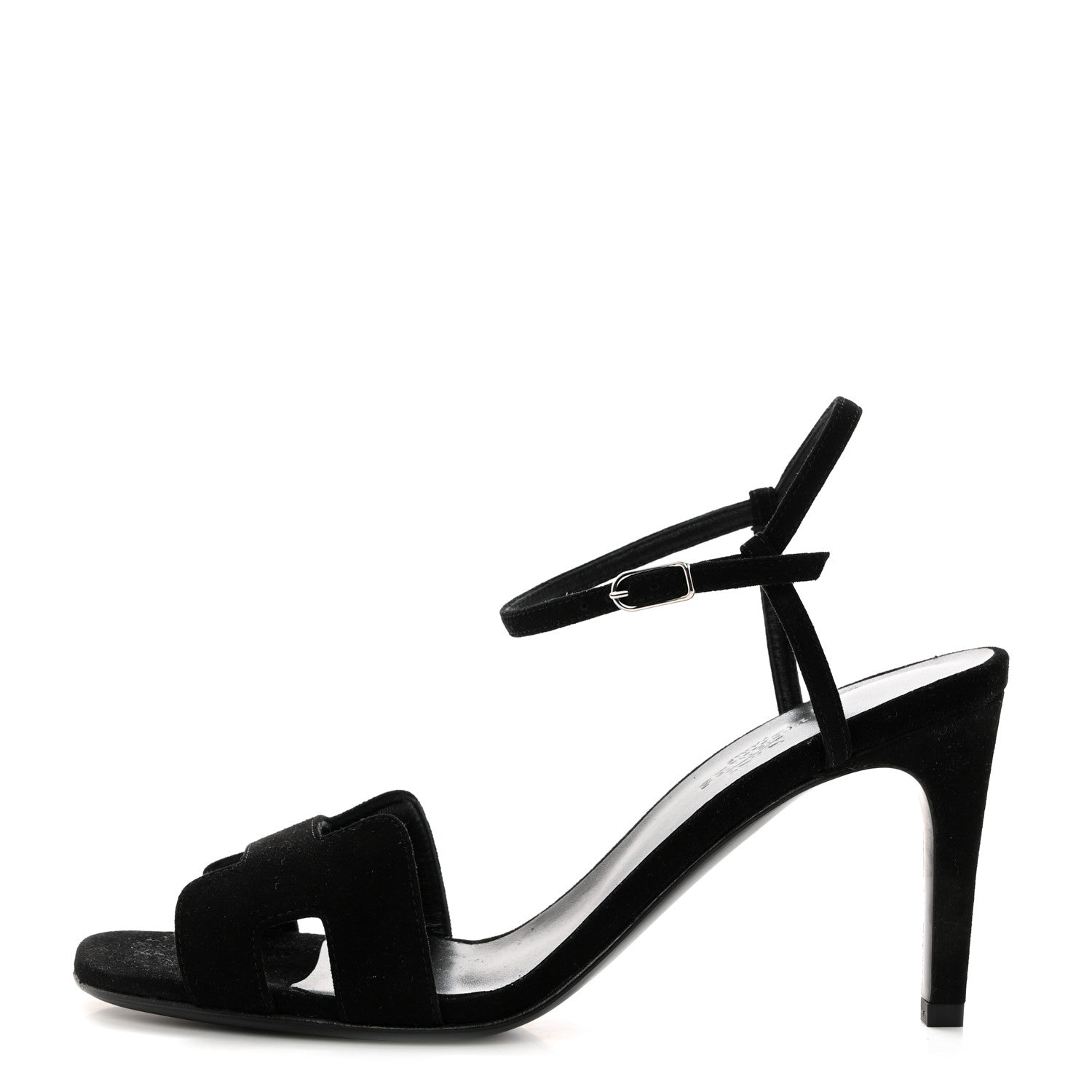 Hermes Suede Goatskin Heden 80 Sandals 37.5 Black 1 of 9