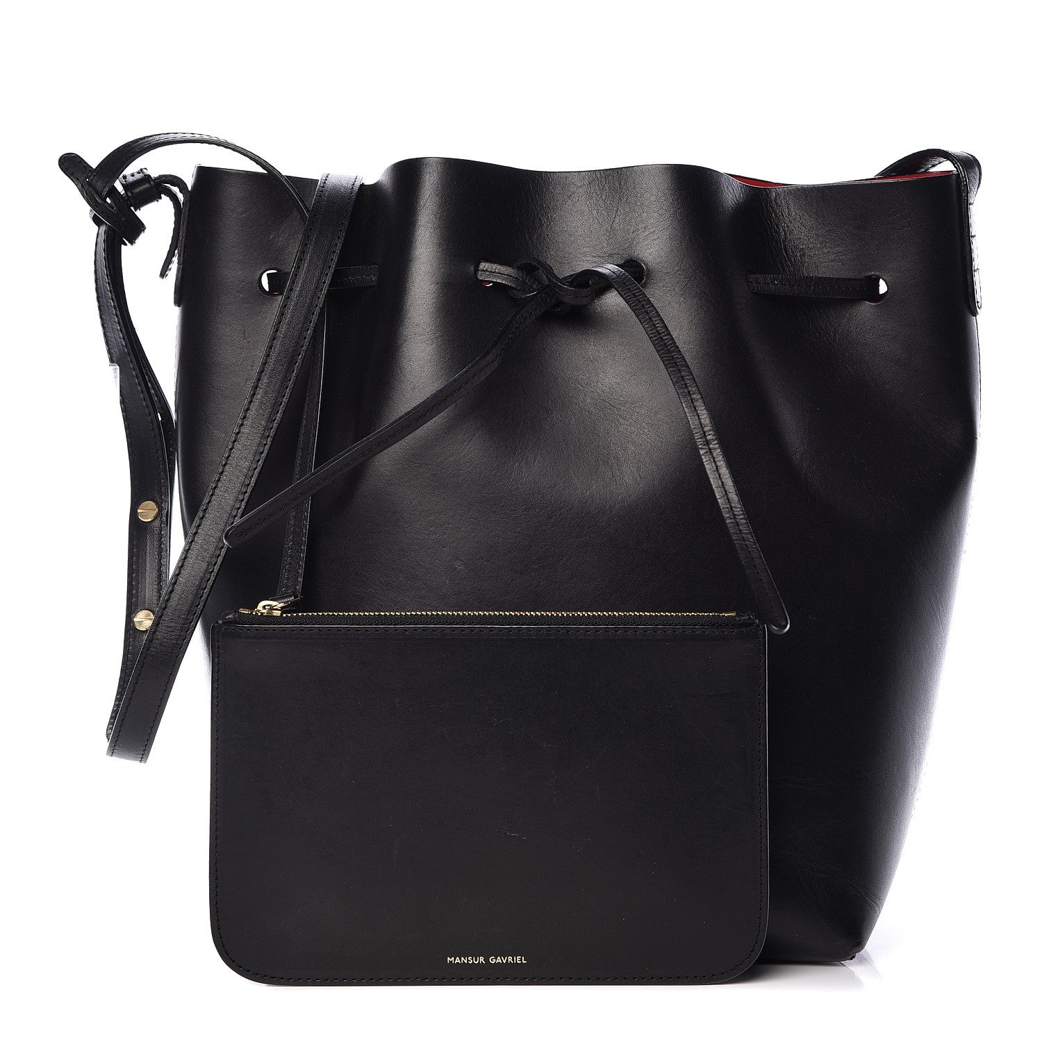 Mansur Gavriel Vegetable Tanned Calfskin Bucket Bag Black Flamma 1 of 14