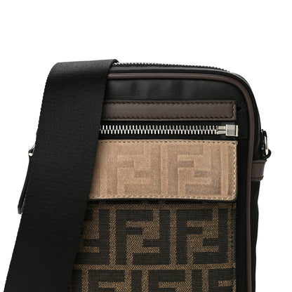 Fendi Nylon Fabric Jacquard Chamois FF 1974 Medium Crossbody Messenger Black Nuvola 8 of 12