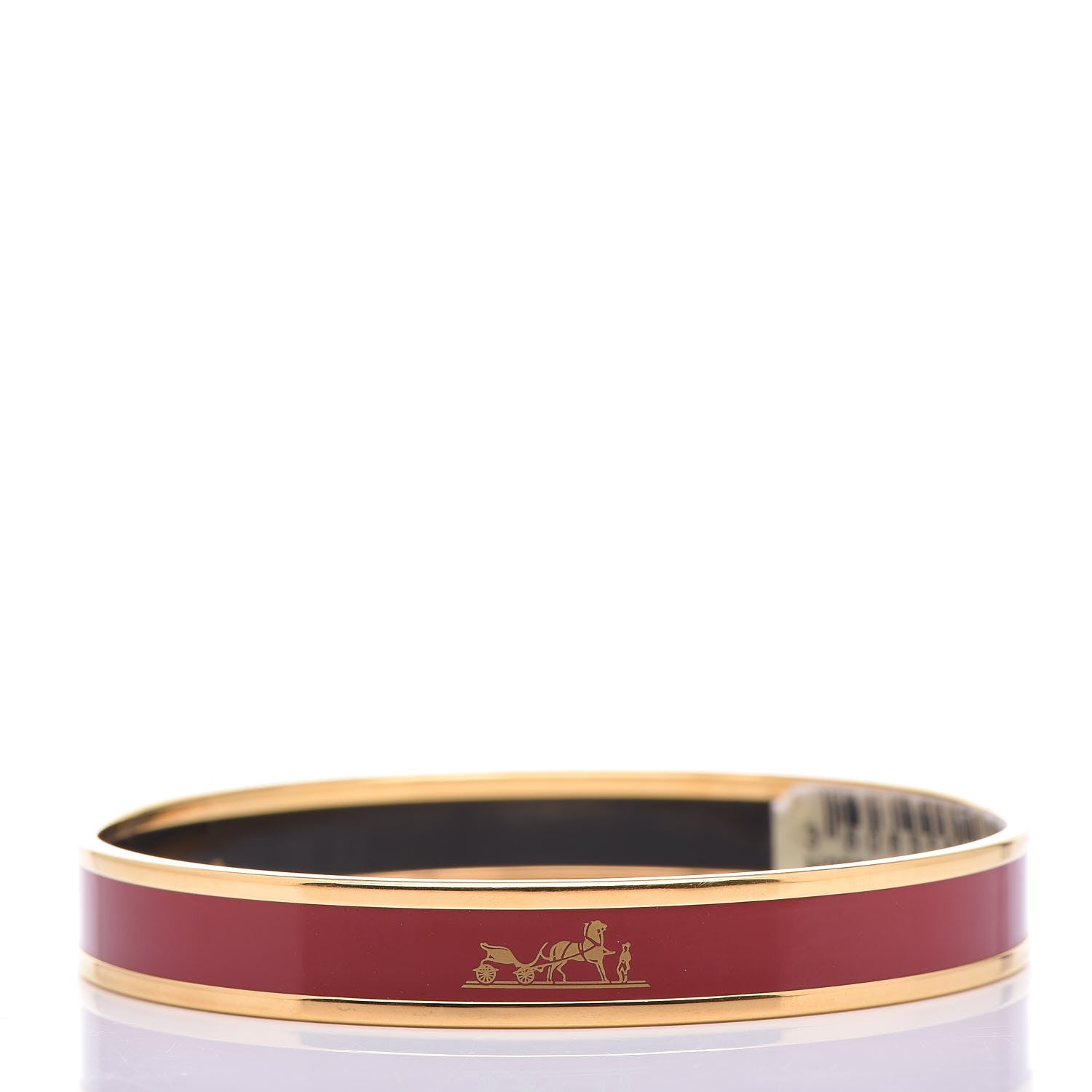 Hermes Enamel Printed Narrow Caleche Bracelet 70 Rouge H 3 of 5