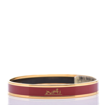 Hermes Enamel Printed Narrow Caleche Bracelet 70 Rouge H 3 of 5