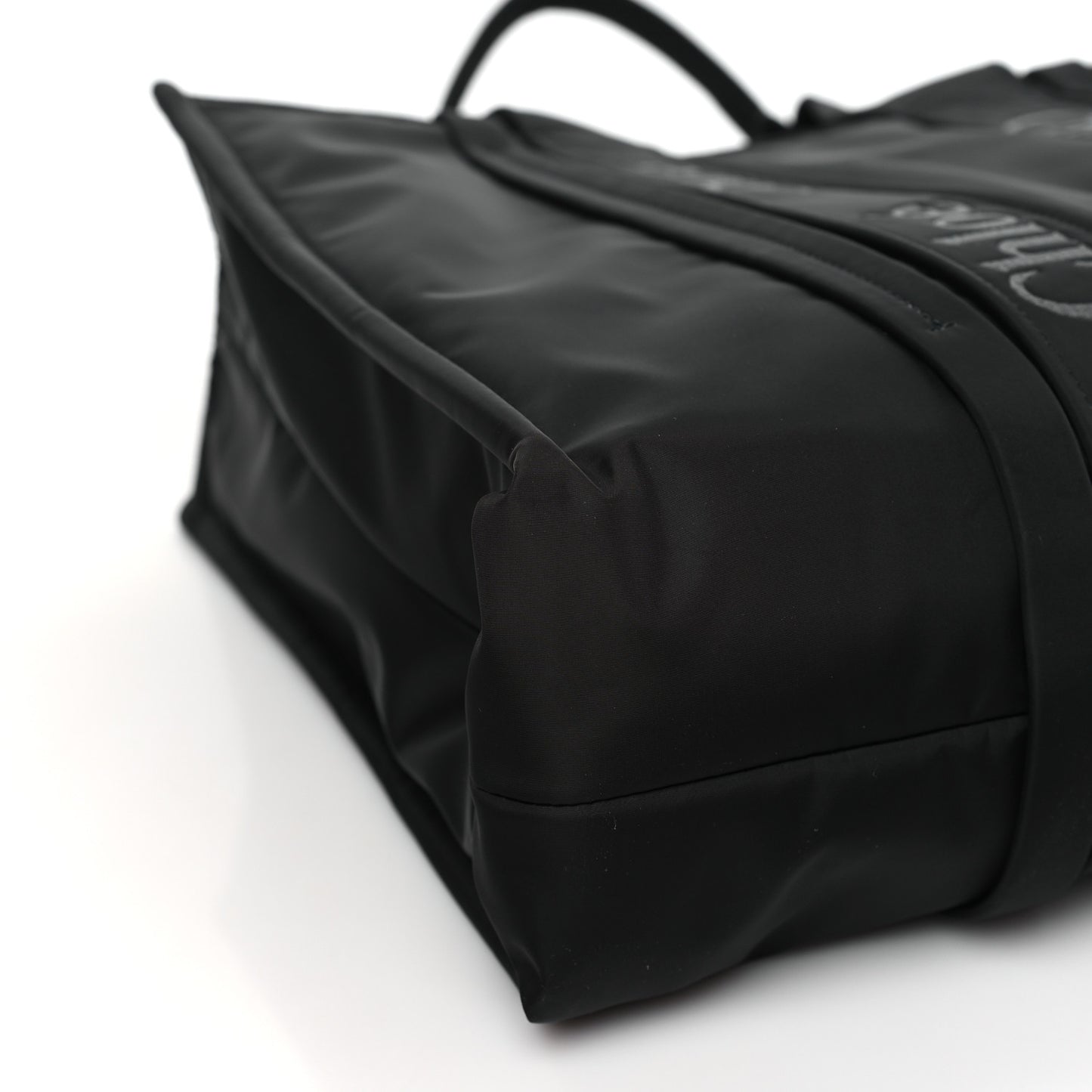 Recycled Nylon Large Woody Ribbon Tote Black