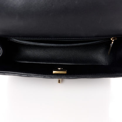 Chanel Lambskin Quilted Mini Top Handle Rectangular Flap Black 5 of 12