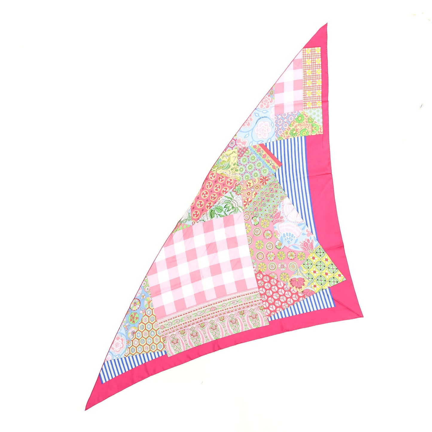 Silk L'Art du Sarasa Giant Triangle Scarf Rose Vif Vert Bleu