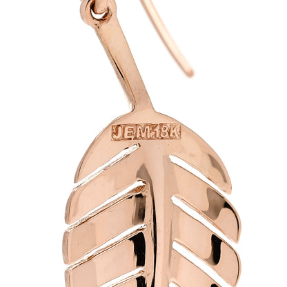 Jennifer Meyer 18K Rose Gold Hammered Leaf Drop Earrings 4 of 4