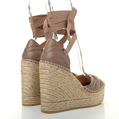 Gucci Nappa Matelasse GG Marmont Ankle Wrap Platform 35/120mm Espadrille Wedges 36.5 Porcelain Rose 4 of 10