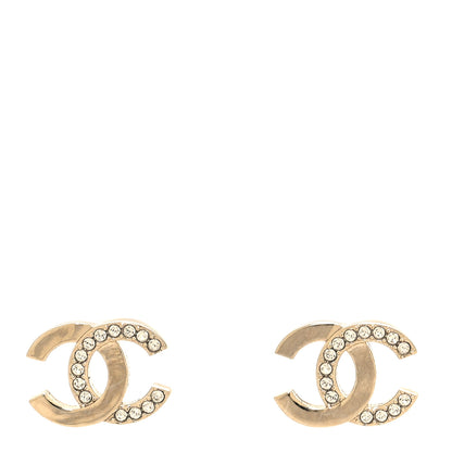 Chanel Metal Crystal CC Earrings Gold 1 of 5