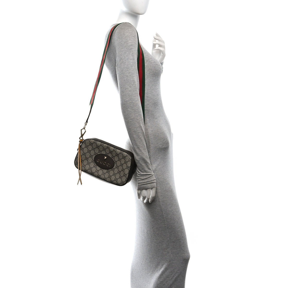 GG Supreme Monogram Web Neo Vintage Shoulder Bag Beige New Acero Crop