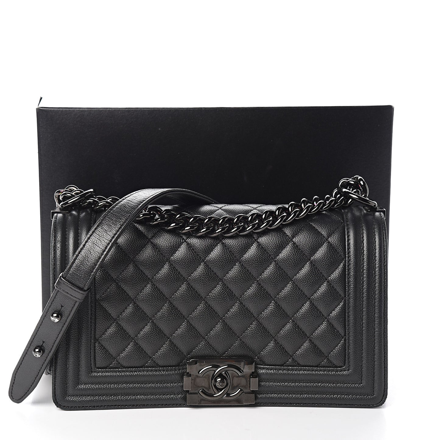 Caviar Quilted Medium Boy Flap So Black