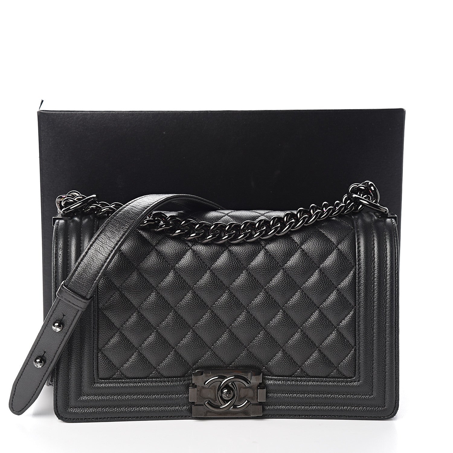 Chanel Caviar Quilted Medium Boy Flap So Black 15 of 15