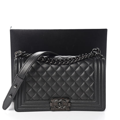 Chanel Caviar Quilted Medium Boy Flap So Black 15 of 15