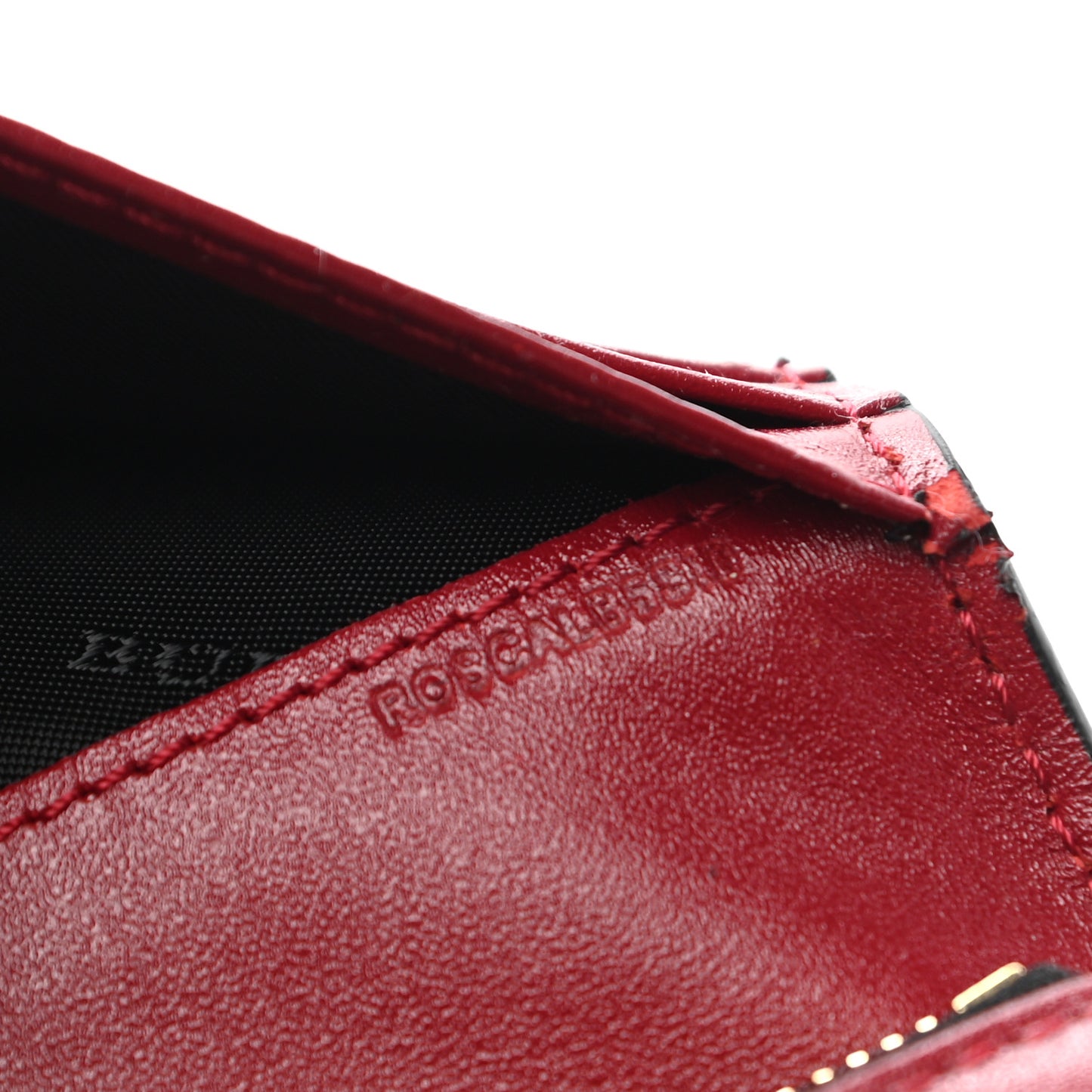 Signature Grain Calfskin Check Embossed Continental Wallet Military Red