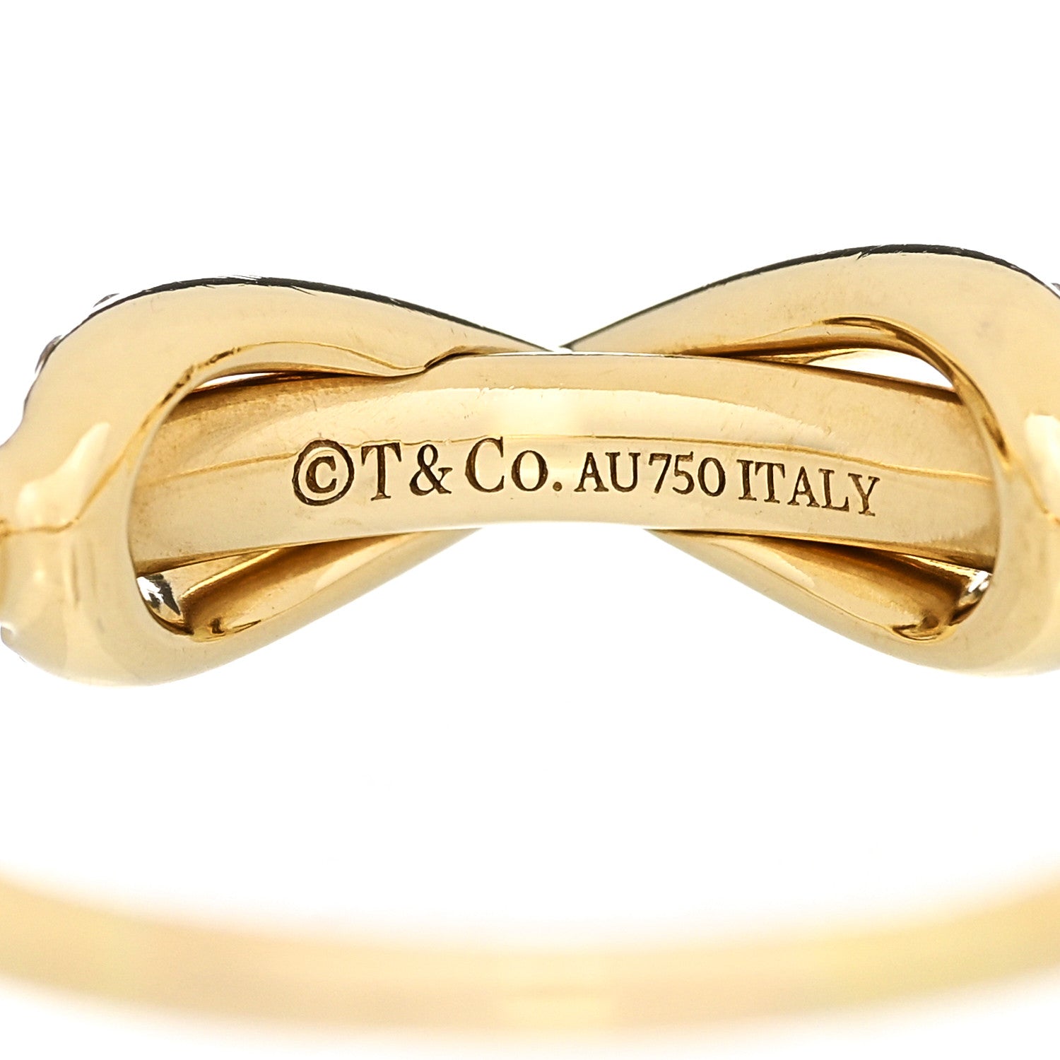 Tiffany 18K Yellow Gold Diamond Infinity Ring 58 8.5 5 of 5
